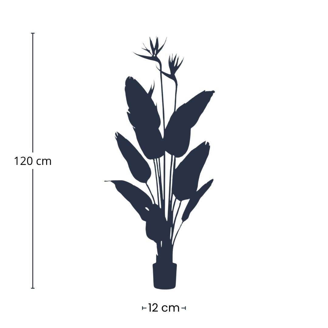 Strelitzia met bloemen - 120cm - In zwarte pot - Kunstplant - Pflanzfix24