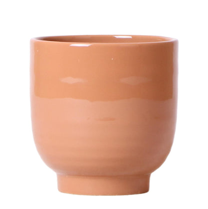 pflanzfix24 | Glasierter Blumentopf - Cognacfarbener Keramik-Dekotopf - Ø12cm