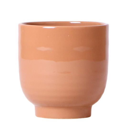 pflanzfix24 | Glasierter Blumentopf - Cognacfarbener Keramik-Dekotopf - Ø12cm