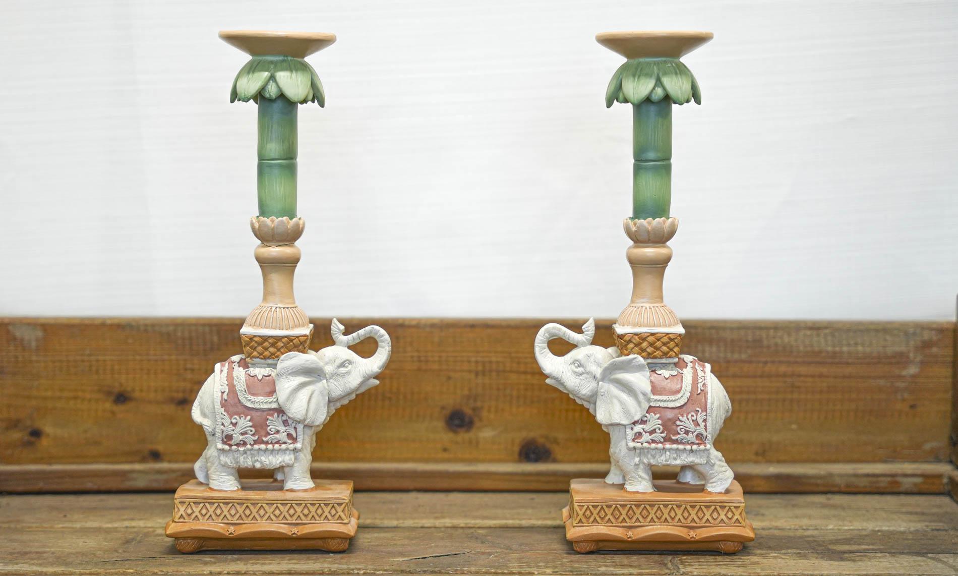 Kandelaar - Olifant roze/groen - 34,50 cm - Pflanzfix24.de - Pflanzfix24.de