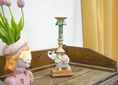 Kandelaar - Olifant roze/groen - 34,50 cm - Pflanzfix24.de - Pflanzfix24.de
