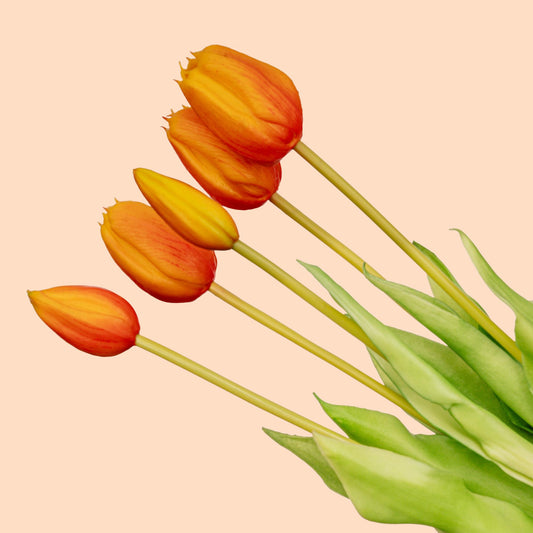 Kunst Tulpen Bouquet Orange 10 Stück – Real Touch 42 cm | Pflanzfix24.de - Pflanzfix24.de