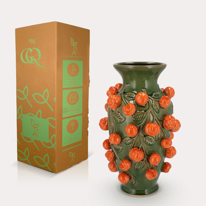 Vaas steen M - H38 W24 - Green- Manderin - Pflanzfix24