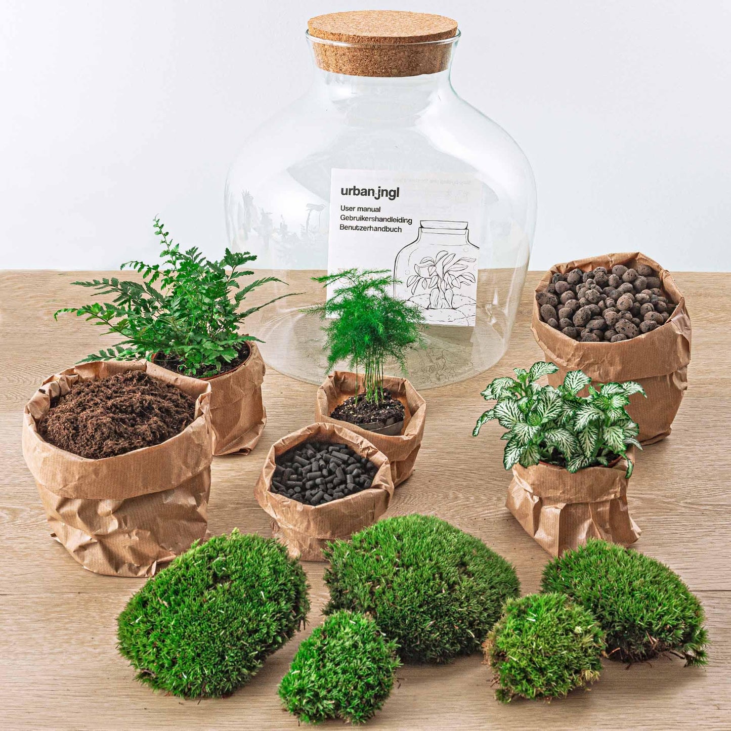 Flaschengarten DIY Set - Fat Joe grün - 30 cm - Rake + Shovel + Tweezer - Pflanzfix24