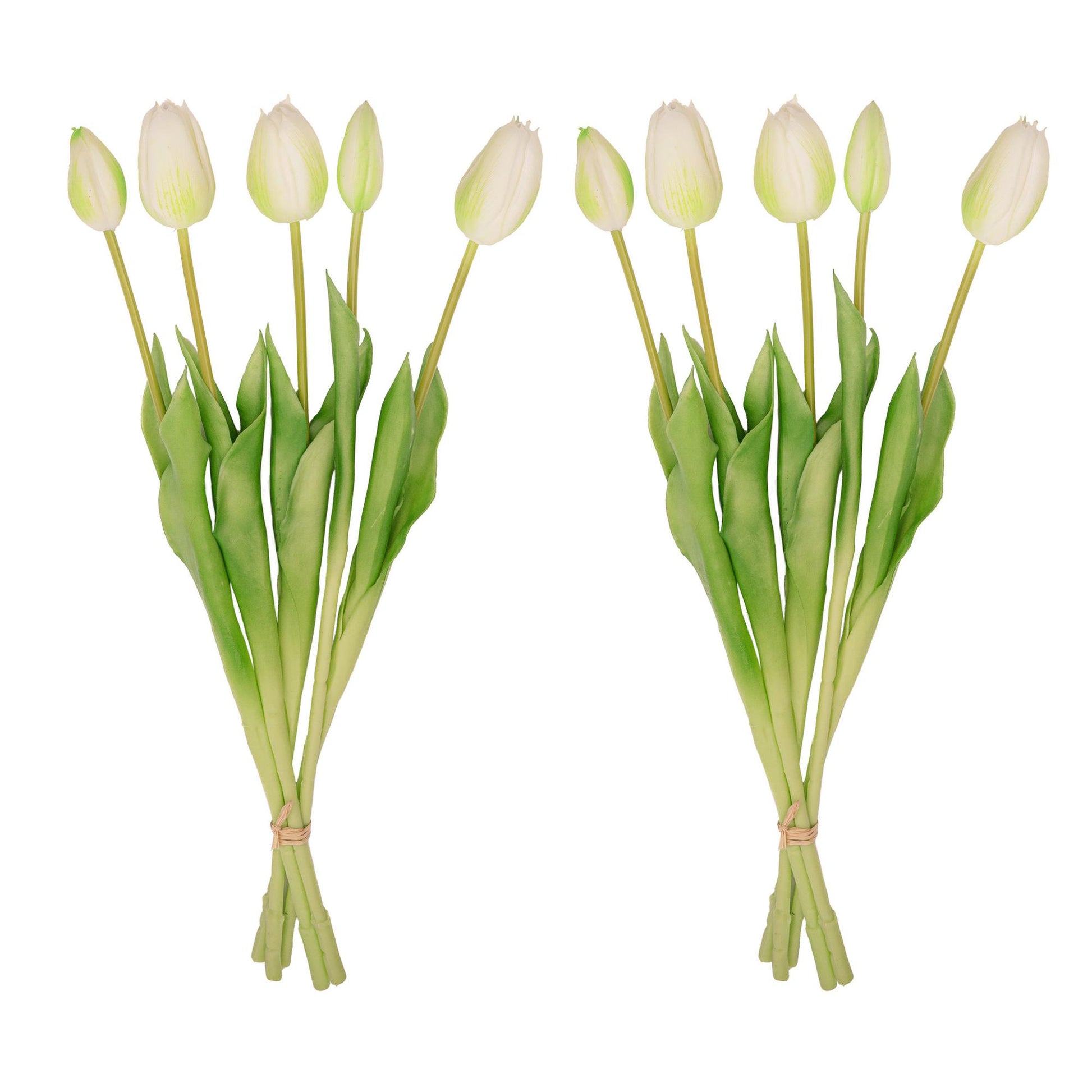 Kunst Tulpen Bouquet Weiß/Grün 10 Stück – Real Touch 42 cm | Pflanzfix24.de - Pflanzfix24.de