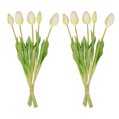 Kunst Tulpen Bouquet Weiß/Grün 10 Stück – Real Touch 42 cm | Pflanzfix24.de - Pflanzfix24.de