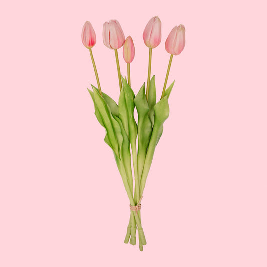 Kunst Tulpen Bouquet Pink 5 Stück – Real Touch 42 cm | Pflanzfix24.de - Pflanzfix24.de