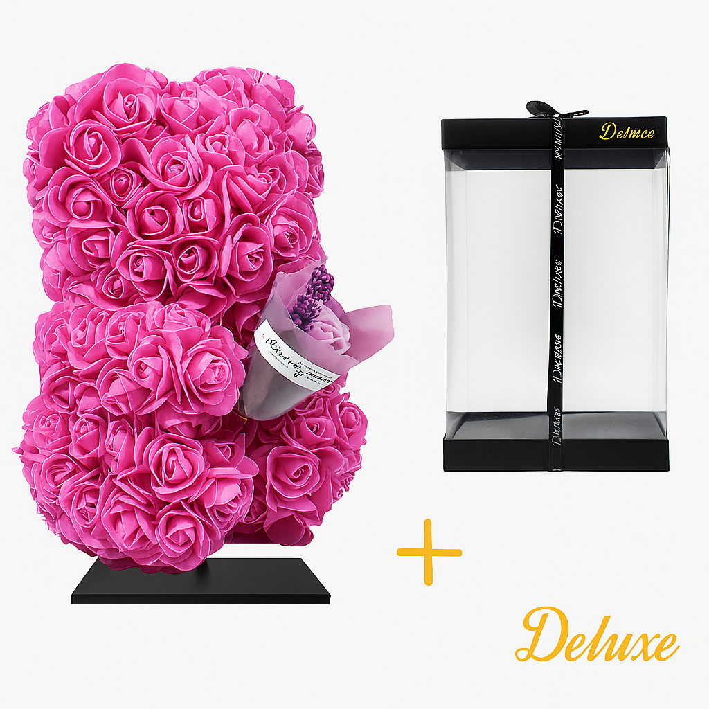 Beer DELUXE auf Ständer 25 cm - Fuchsia Schaumstoff mit Blumenstrauß - pflanzfix24