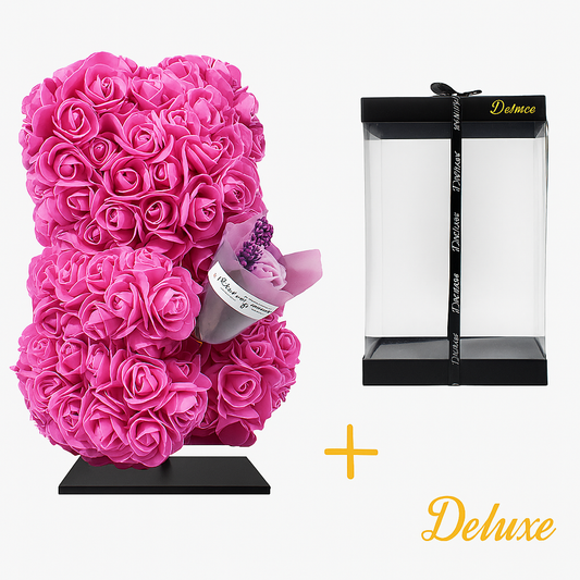 Beer DELUXE auf Ständer 25 cm - Fuchsia Schaumstoff mit Blumenstrauß - pflanzfix24