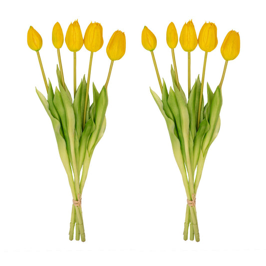 Kunst Tulpen Bouquet Gelb 10 Stück – Real Touch 42 cm | Pflanzfix24.de - Pflanzfix24.de