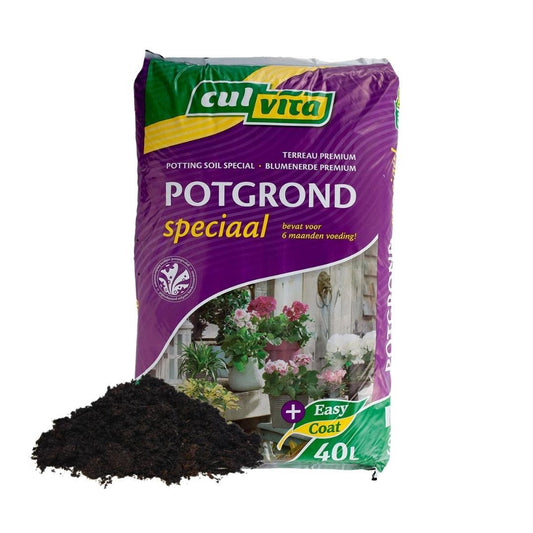 Culvita - Blumenerde Spezial mit 6 Monaten Düngung 40 Liter - Premium Erde für Zimmer- & Gartenpflanzen - inkl. EasyCoat Pflanzendünger - Pflanzfix24.de - Pflanzfix24.de