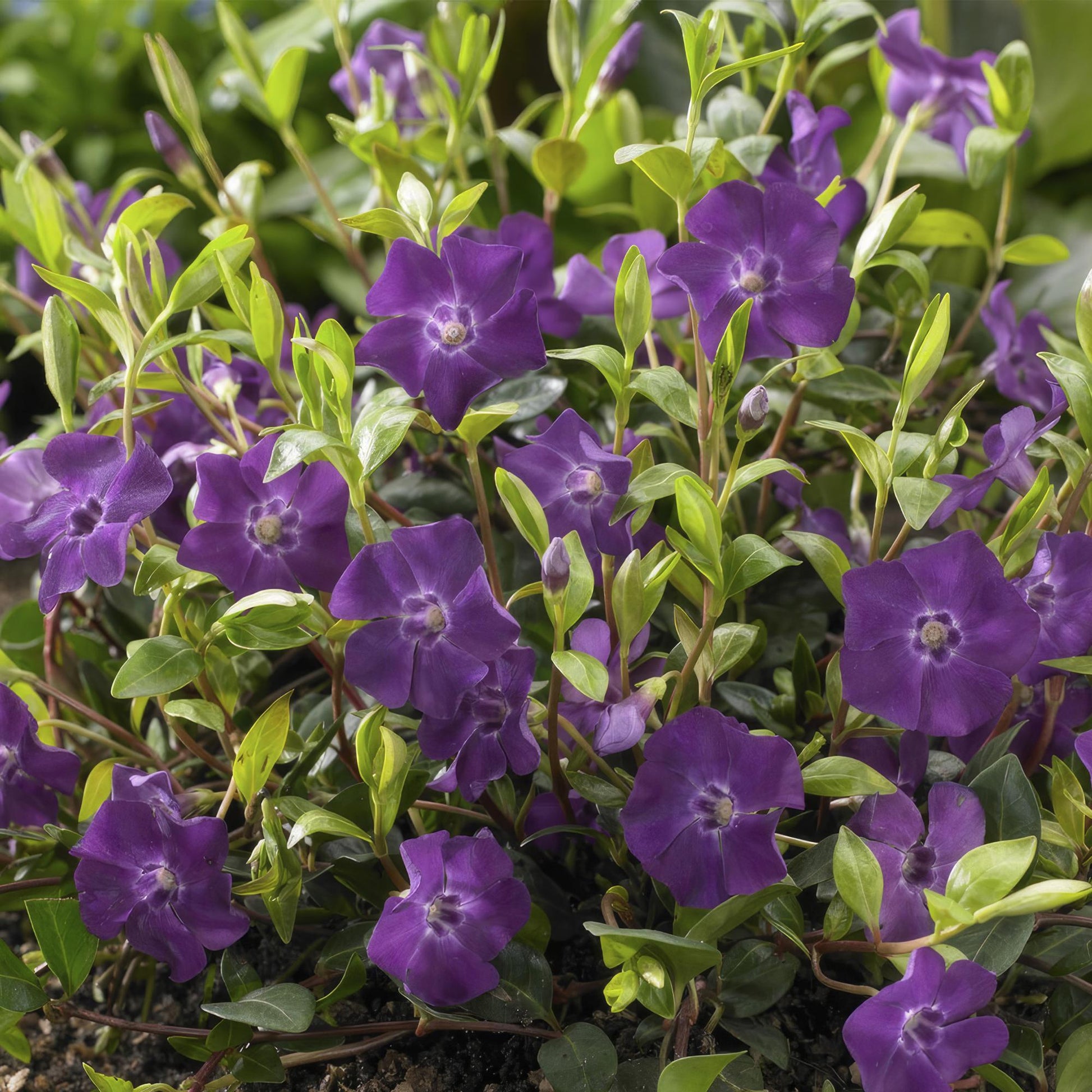 12x Vinca minor 'Atropurpurea' Bodendecker Ø9cm – Pflanzfix24.de - Pflanzfix24.de